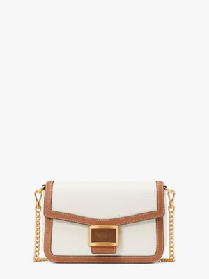 Katy Colorblocked Textured Leather Flap Chain Crossbody