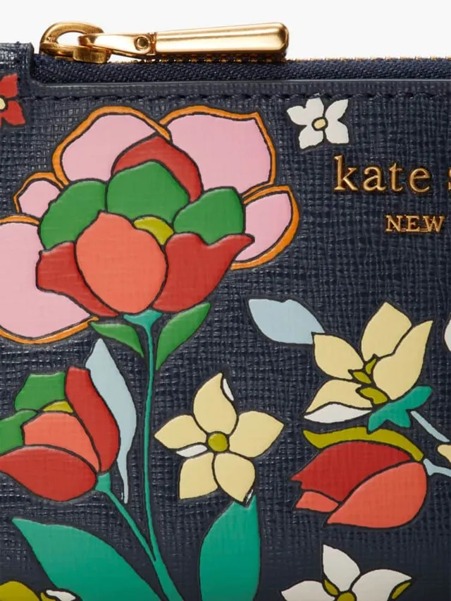 Kate Spade Morgan Flower Bed Embossed Small Slim Bifold Wallet