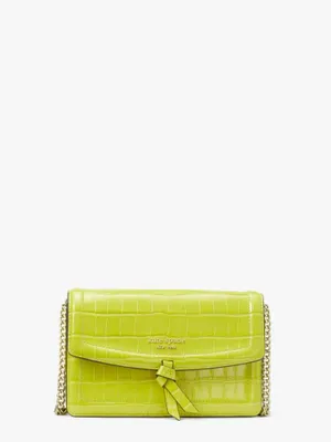 Knott Croc-embossed Flap Crossbody