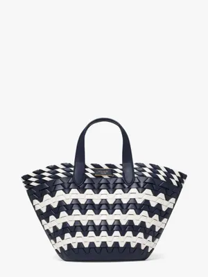 Zigzag Woven Leather Small Tote