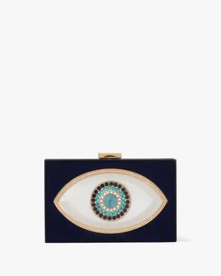 Evil Eye Jeweled Resin Small Frame Clutch