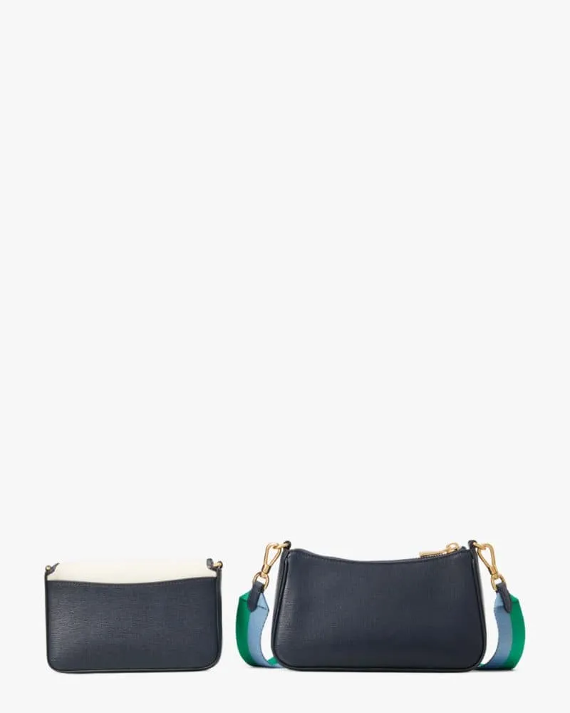 Kate Spade Morgan Racing Stripe Double Up Canvas & Leather Crossbody Bag In  Blazer Blue Multi