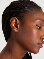 Love You, Mom Boxed Pavé Asymmetrical Studs