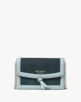 Knott Colorblocked Pebbled Leather & Suede Flap Crossbody
