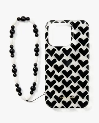 Modernist Hearts iPhone 14 Pro Wristlet Case