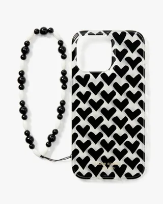 Modernist Hearts iPhone 14 Pro Max Wristlet Case