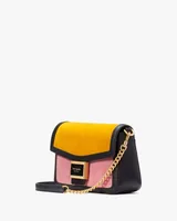 Katy Colorblocked Suede Flap Chain Crossbody