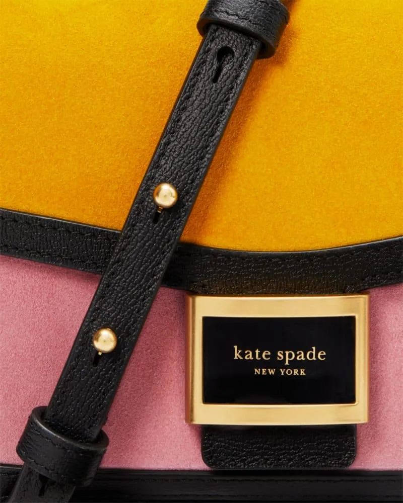 Kate Spade New York Katy Colorblock Textured Leather Flap Chain Crossbody Bag - Halo White Multi