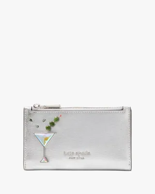 Shaken Not Stirred Embellished Metallic Small Slim Bifold Wallet