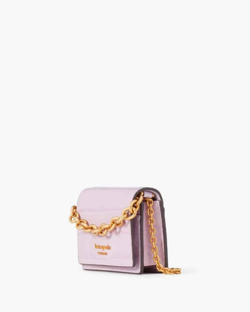 Kate Spade Morgan Croc-Embossed Chain Card Case, Violet Mist