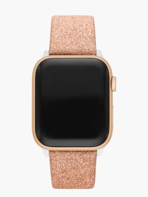 Rose Gold Glitter Leather 38/40mm Band For Apple Watch