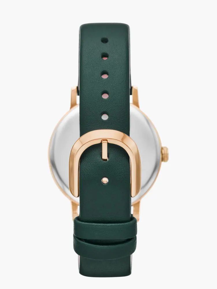 Metro Bookstack Green Leather Watch