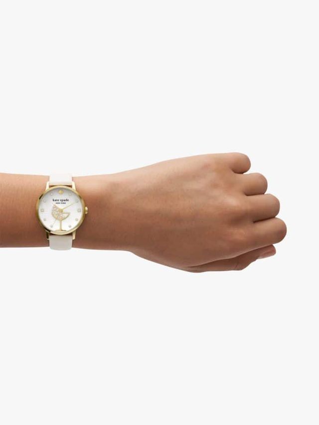 Kate Spade Metro Champagne White Leather Watch | The Summit