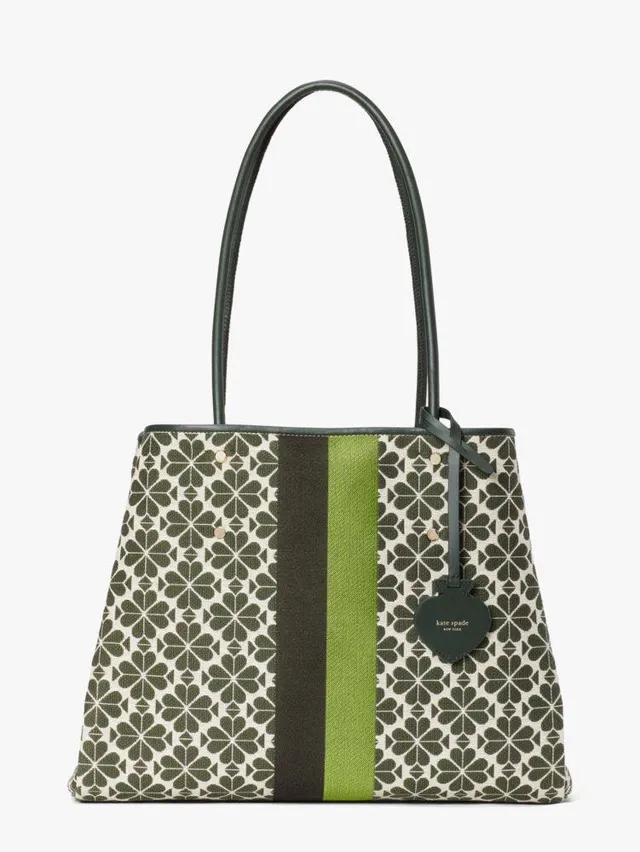 Oversized Spade Flower Jacquard Stripe Manhattan Large Tote