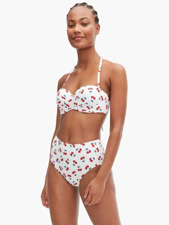 cherry high waisted swimsuit