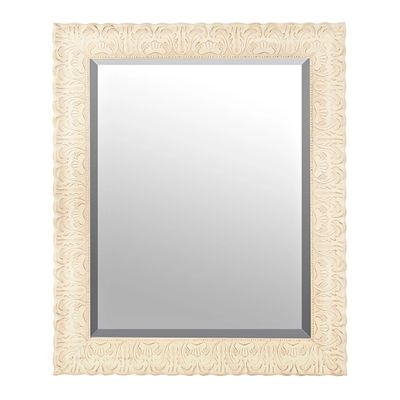 Ornate Distressed Cream Mirror, 29x35