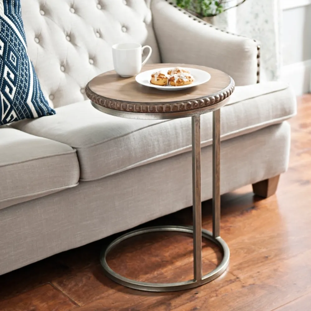 Beaded Round Wood C-Table