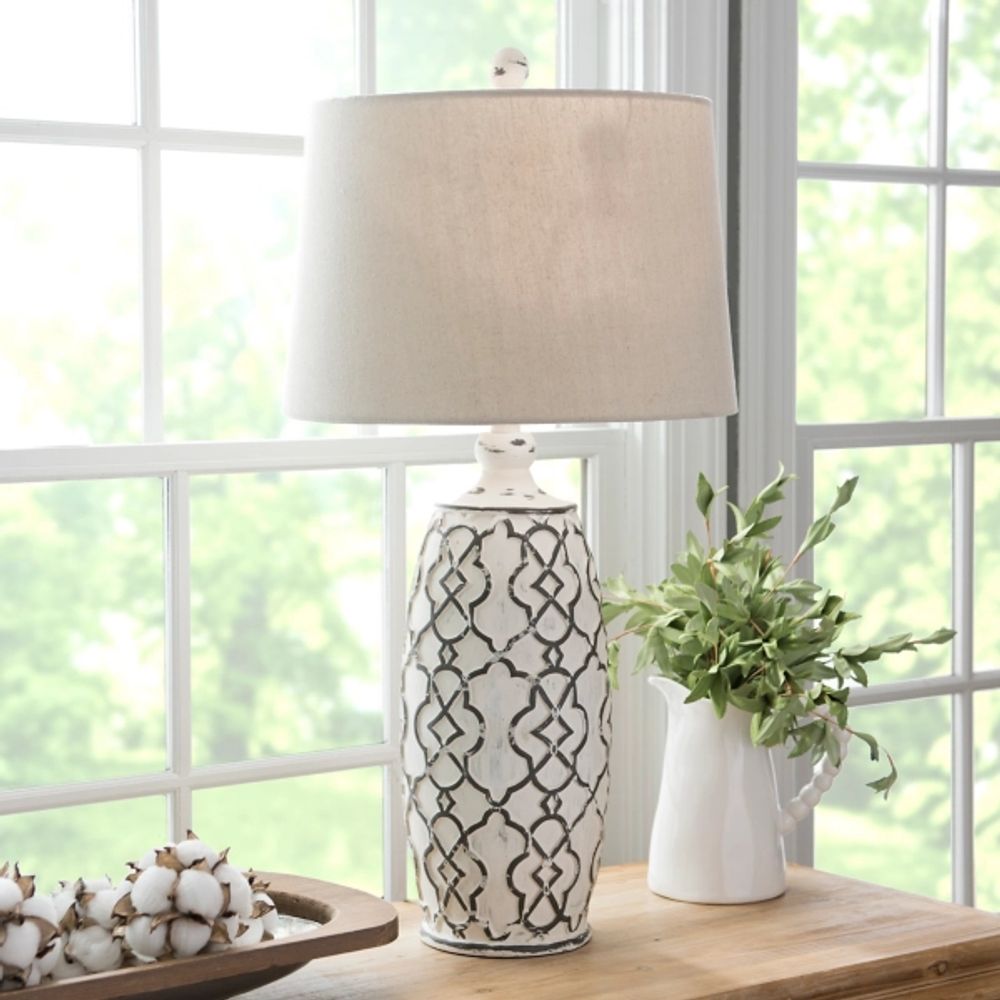 Distressed Cream Lilly Table Lamp