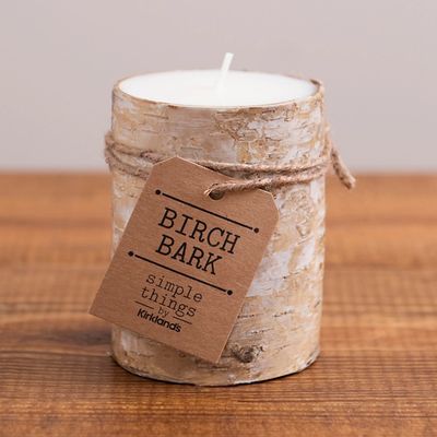 Birch Bark Pillar Candle, 4 in.