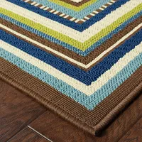 Blue Bordered Capetown Area Rug, 5x7