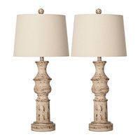 Distressed Cream Table Lamps, Set of 2