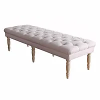 Layla Natural Button Tufted Bench