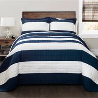 Navy Stripe 3-pc. Full/Queen Quilt Set