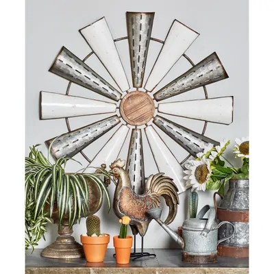 Rustic Metal Windmill Wall Plaque