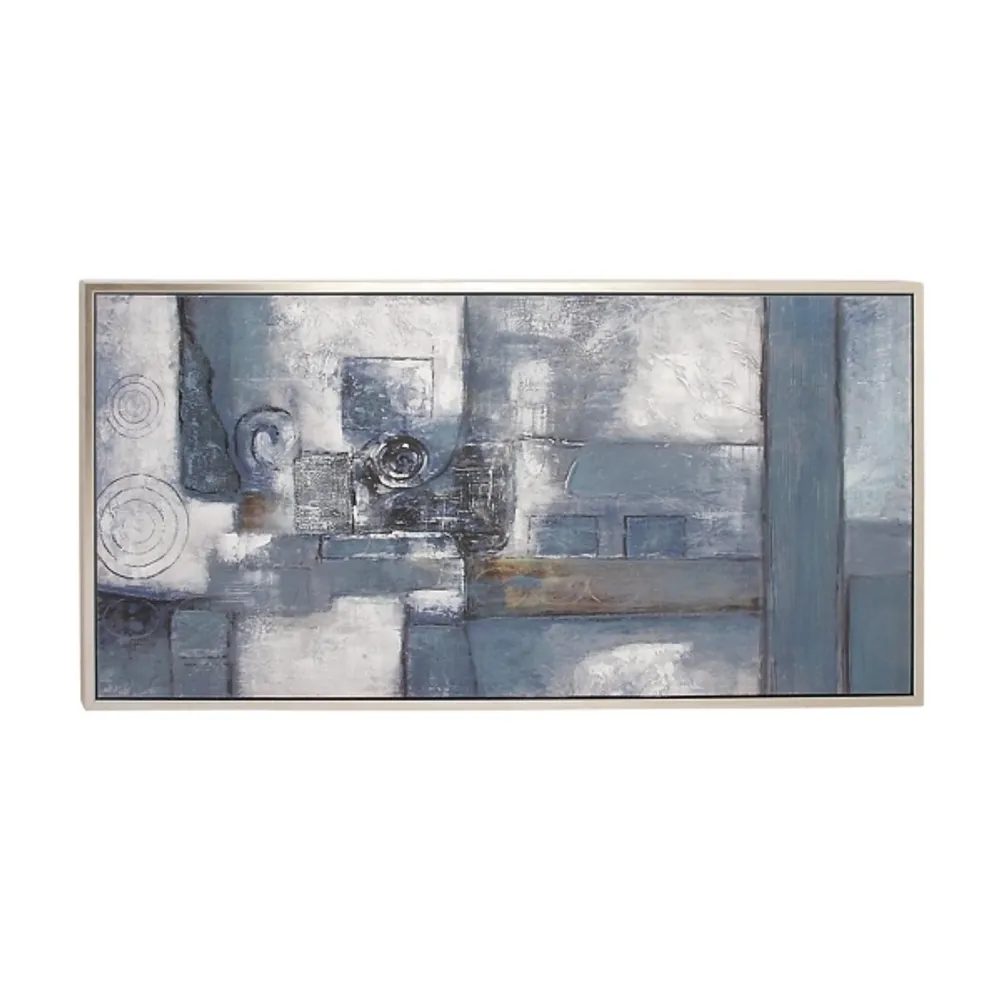 Blue Abstract Framed Canvas Art Print