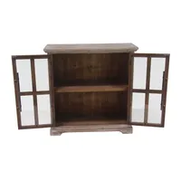 Rustic Wood and Glass 2-Door Cabinet