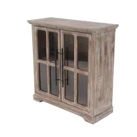 Rustic Wood and Glass 2-Door Cabinet