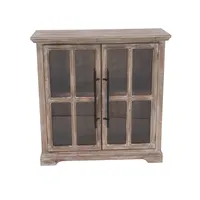 Rustic Wood and Glass 2-Door Cabinet