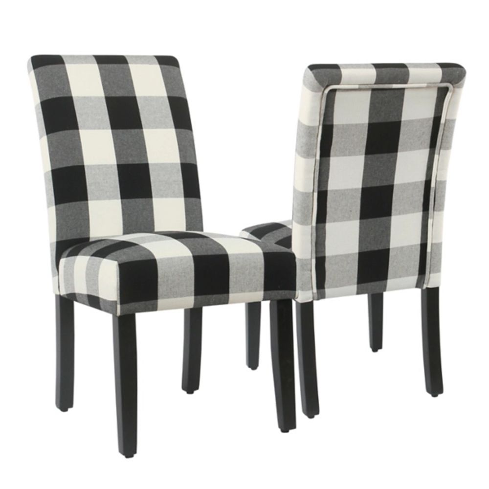 Black Buffalo Check Wicker Seat Cushions, Set of 2