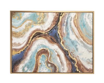 Blue Marbling Agate Framed Canvas Art Print