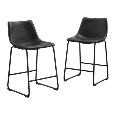 Black Faux Leather Counter Stools, Set of 2
