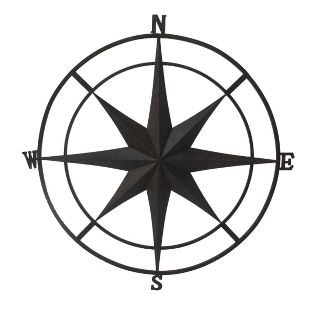 Black Metal Compass Outdoor Plaque