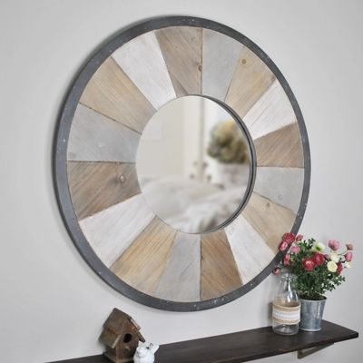 Rustic Wood Adler Wall Mirror
