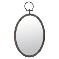 Bronze Metal Oval Ring and Rivet Trim Mirror