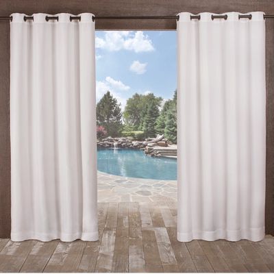 White Delano Outdoor Curtain Panel Set, 96 in.