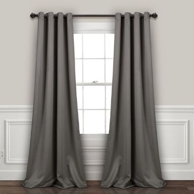 Dark Gray Blackout Curtain Panel Set