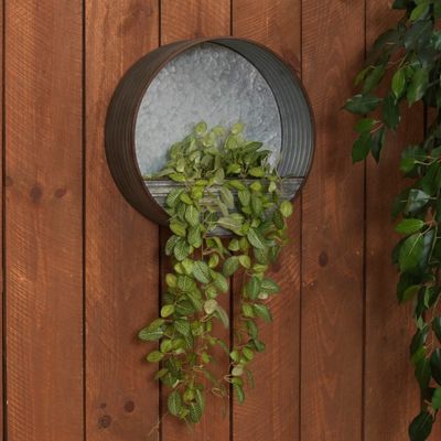 Round Galvanized Metal Hanging Planter