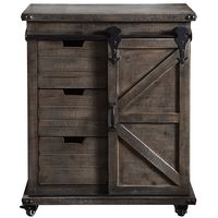 Rustic Gray Fir Wood Rolling Barn Door Cabinet