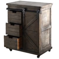 Rustic Gray Fir Wood Rolling Barn Door Cabinet