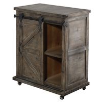 Rustic Gray Fir Wood Rolling Barn Door Cabinet