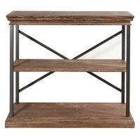 Wood 3-Tier Bookshelf with Black Steel Frame