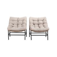 Rattan Scoop Chairs with Cushions, Set of 2