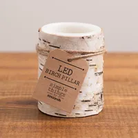 Birch Bark LED Pillar Candle, 4 in.