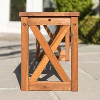 Brown Acacia Wood X-Frame Outdoor Bench