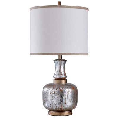 Silver and Gold Distressed Glass Table Lamp