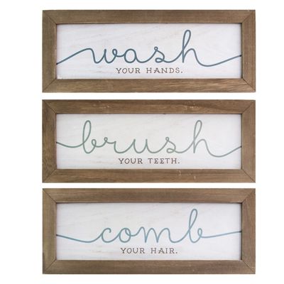 Wash Brush Comb Framed Wall Plaques, Set of 3